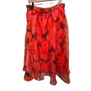 EUC Ashley Stewart Pink and Red Floral A-Line Skirt